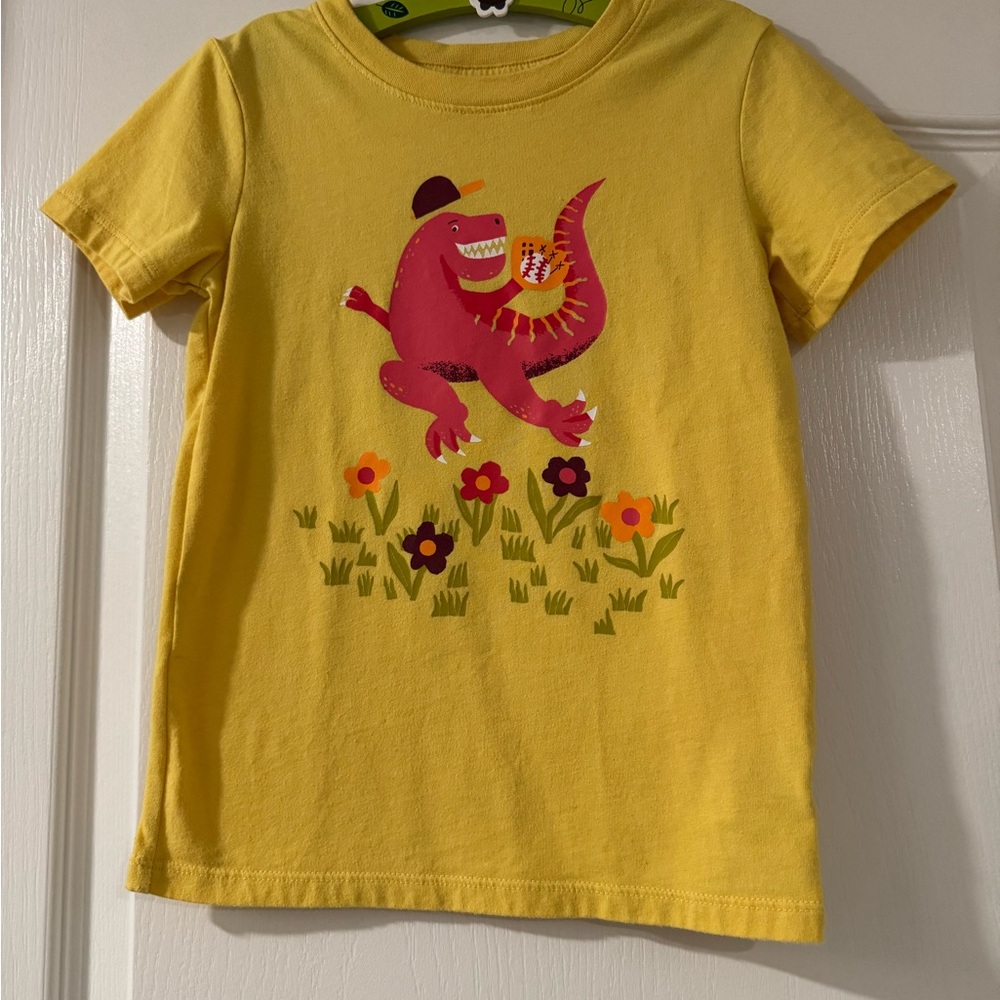 Cat & Jack Yellow Tee with Pink Dinosaur